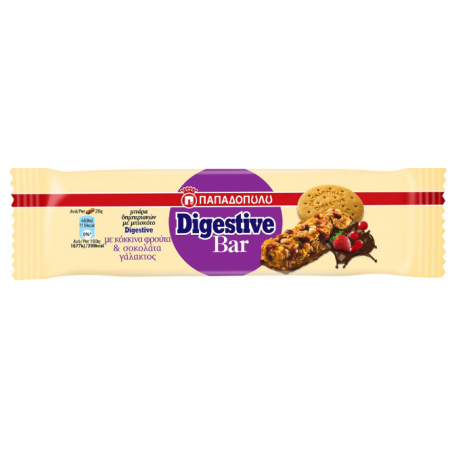 ΠΑΠΑΔΟΠΟΥΛΟΥ DIGESTIVE BAR ΦΡΟΥΤΑ & ΣΟΚΟΛΑΤΑ ΓΑΛΑΚΤΟΣ 28gr