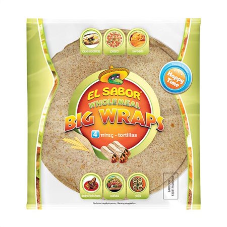 El Sabor Big Wraps Happy Time Ολικής Άλεσης 4 Τεμ 245gr